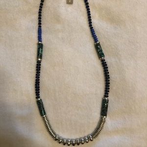 Brand new black, blue, green, and silver necklace!